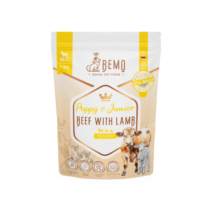 Bemo Puppy & Junior Beef with lamb - karma sucha dla szczeniąt i juniorów z wołowiną  i jagnięciną