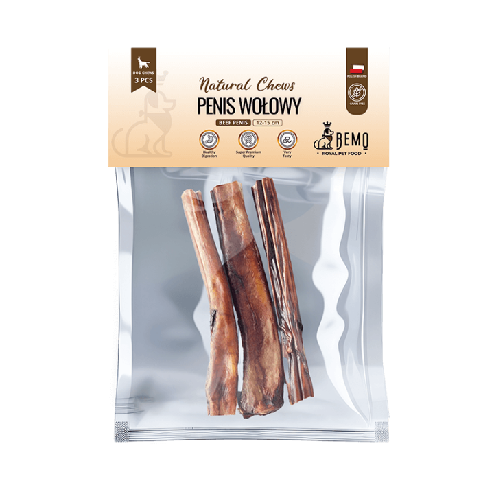 Bemo Beef Penis - suszone penisy wołowe 12-15 cm - naturalny gryzak dla psa