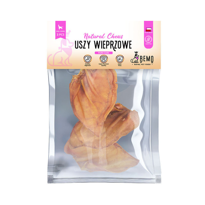 Bemo Pork Ears - suszone uszy wieprzowe - naturalny gryzak dla psa